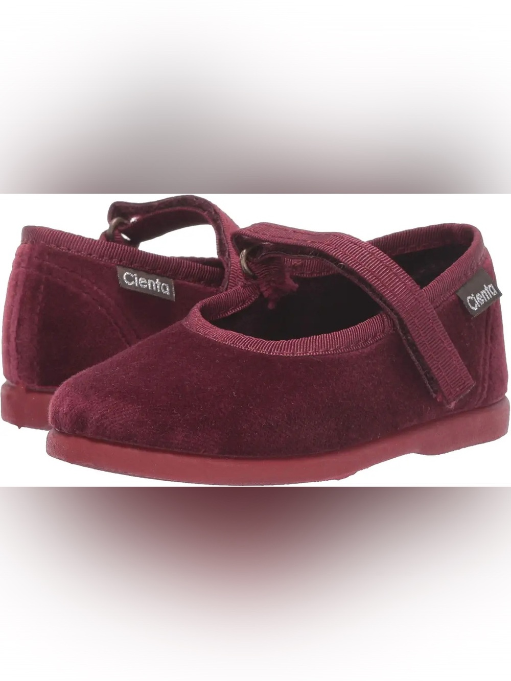Cienta 400075 Burgundy Velvet Mary Jane Shoes Toddler Size 6 EU 23